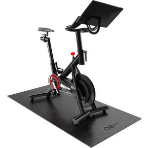 Cycleclub Bike Mat Compatible with Peloton Bike,Elliptical,Treadmill Mat, 6mm Thick, Under Exercise Bike Trainer Pad for Indoor Stationary Spin Bike Gym Equipment Hardwood Floor Carpet Protector
