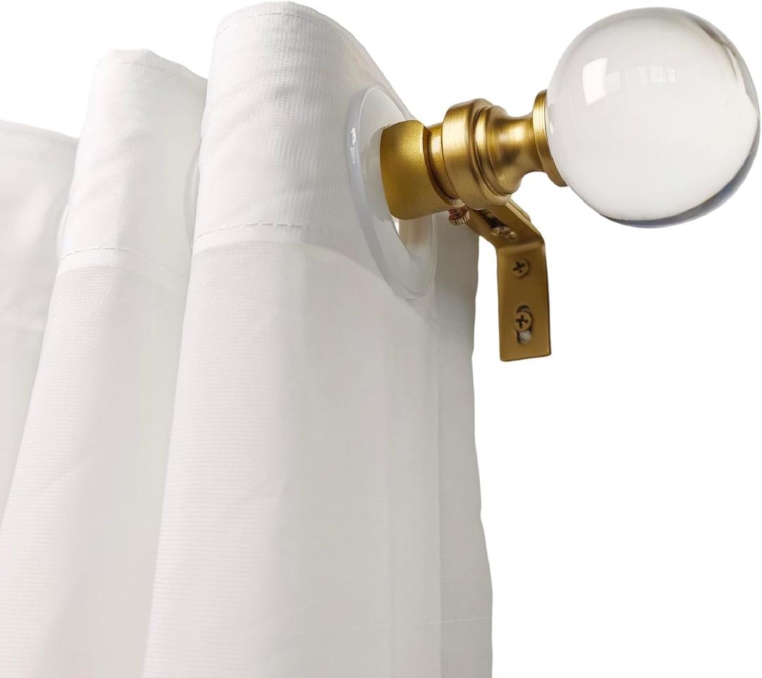 Adjustable 36-72 Inch Luxury Gold Curtain Rods for Windows, 1 Inch Diameter Heavy Duty Curtain Rods,Single Long Window Treatment Rods, Moden Decorative Drapery Rods for Bedroom Kitchen