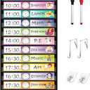 REGELETO 15+1 Pockets Daily Schedule Pocket Chart with 30 Pcs Double-Sided Reusable Cards, Scheduling Pocket Chart for Classroom Office Home Preschool Activity(Black)
