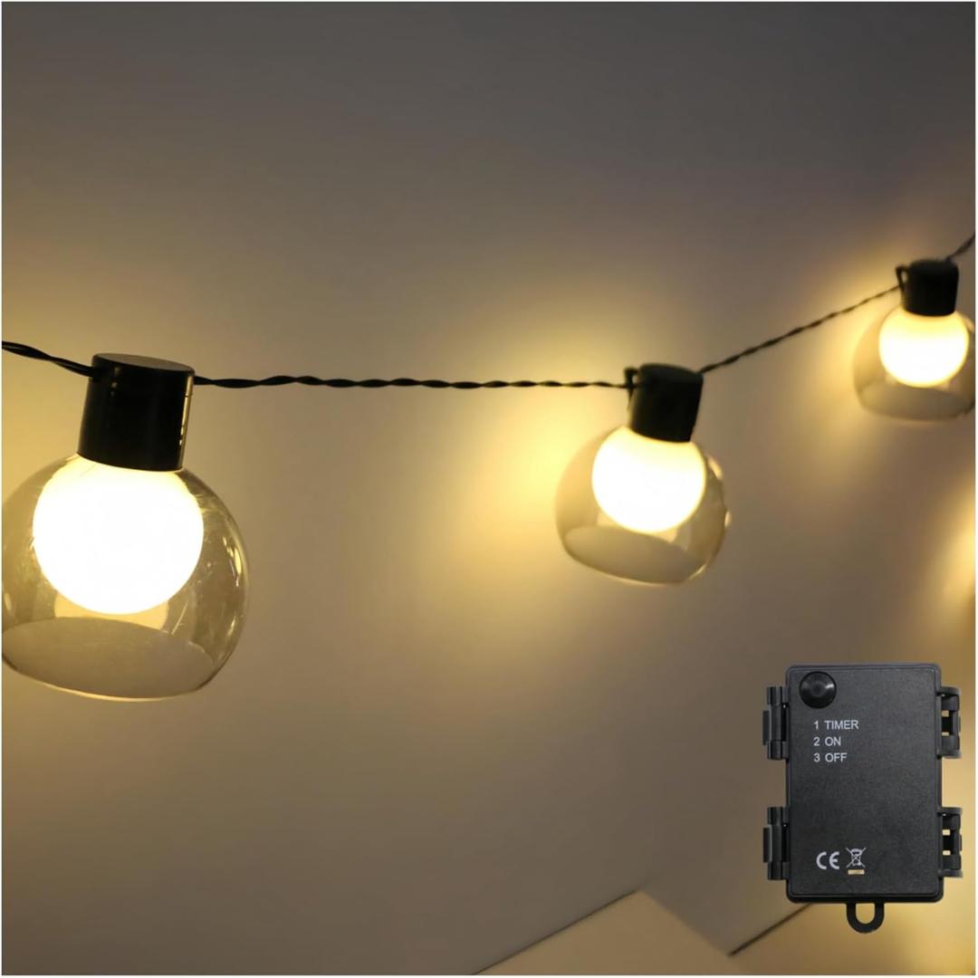Battery Powered String Lights Indoor Outdoor Decorative Lantern String Lights with 10 LED Plastic Bulbs 7.5 FT Waterproof Hanging Lights for Bedroom Canopy Decor Warm White