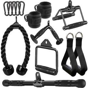 Cable Attachments for Gym, Cable Machine Attachment Set, LAT Pulldown Attachments, Cable Machine Accessories, Tricep Pull Down Attachment, Home Gym Accessories (14 Pcs Set)