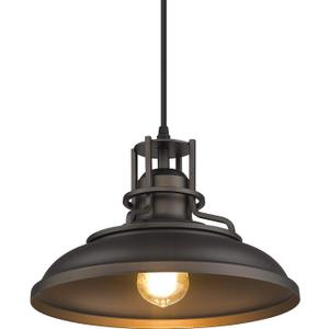 FEMILA Farmhouse Pendant Light,12-inch Barn Vintage Hanging Light Fixture for Kitchen Island,Adjustable Height,Oil Rubbed Bronze Finish, 4FY15-MP ORB