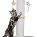 Cat Scratching Post 34 Inches Heavy Duty and Thicker Cat Scratching Post Sisal Rope with Hanging Ball and Mice Scratching Post for Indoor Cats and Adult(Beige)