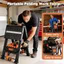 2-in-1 Folding Work Bench & Sawhorse, Easy Setup Portable Work Table, 31" W x 25" D x 32" H, Laser-Engraved Scale,Lightweight Worktable with Large Load Capacity, 2 Clamps & 6 Bench Dogs