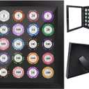 Poker Chip Display Case Frame for 20 Chips, Magnetic Front-Opening Display Case,Wall-Mount Or Tabletop Display with Hinged,Poker Chip Holder for Casino Collector 11.8" X9.8in