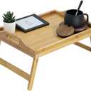 KKTONER Bamboo Bed Table Tray Breakfast Tray with Folding Legs Bed Tray for Eating and Laptop Serving Trays for Bedroom Snack Tray Bed Table Drawing Table (40)