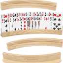 Set of 4 Curved Playing Cards Holders for Seniors Adults - Soild Wood Cards Holders for Playing Cards 13 x 1.9 x 2.4 Inch for Bridge Canasta Strategy Foot and Hand