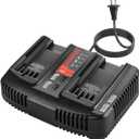 Dual Port 20V Fast Charger for Craftsman V-20 Lithium Battery Charger CMCB104 CMCB204 CMCB202 CMCB201 CMCB209 CMCB205 CMCB100 Replacement for Craftsman 20V Battery Charger