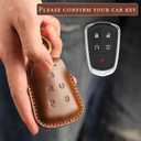 Fits The Remote for Cadillac Key fob Cover Perfectly, Compatible with 2015-2020 CT4 CT5 CT6 XT4 XT5 XT6 ATS CTS SRX XTS 5 Button Key Fob Chain Case Shell/Brown