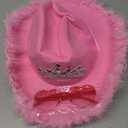 AoMoon Pink Cowgirl Hat with Heart Shaped Sunglasses Crown Tiara Cowgirl Hat for Women Party Pink Cowboy Hat for Girls (Feather)