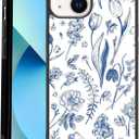 Beautiful Blue Flowers and Leaves Phone Case Fit for iPhone 13 — Shockproof Designed Cute Aesthetic Phone Case Cover for Boy Girl Men Women