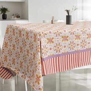 Ecology Vinyl Tablecloths-52''×90''Rectangle Flannel Backed and Sewn Hem, Healthy Plastic Table Cover for Rectangular Table, 100% Waterproof and Stain Resistant, Easy Care