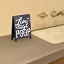 Live Laugh Poop Funny Bathroom Decor Reminder Decorative Sign Humorous Vanity Sign for Home Hotel Airport Restroom Toilet Gag Fun Gift for Coworkers Friends White Elephant Gifts