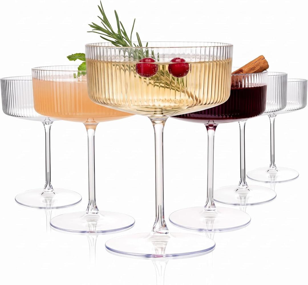 Ciaell 12 Pack 10 oz Plastic Martini Glasses for Parties