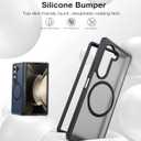 NO.1 Magnetic for Samsung Galaxy Z Fold 5 Case Compatible with MagSafe [Military Shockproof][Translucent Matte][Anti-Fingerprint] Slim Soft Silicone Bumper for Fold 5 Case,Space Black