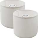MY MIRONEY Set of 2 Lamp Shades White Linen Drum Lampshades Removable Light Fixtures Lamp Shades, 1.64" Top Hole Diameter, Need To Be Assembled (7.87" x 7.87" x 7.09")