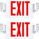 Sunco Exit Signs With Emergency Lights, Two Adjustable LED Lights With Backup Battery, Red, 94V-0 Fire Resistant, 120-277V, Wall Or Ceiling Mount, Commercial Grade UL 2 Pack.