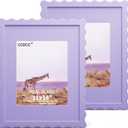 11x14 Picture Frame with Real Glass, Wooden Wavy Photo Frame with 8x10 Mat for Tabletop and Wall Hanging, Purple, 2 Pack