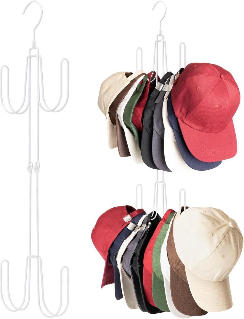 NANATI Hat Hangers for Closet, 1 Pack Stainless Steel Hat Organizer, Hat Racks for Baseball Caps, Cap Organizer for Baseball Caps, White