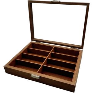 Antique Glasses Storage Box, Sunglasses Storage Case, Collection Case, Accessories Storage, Wooden, Holds 8-Slot