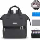 Nuliie Wearable Breast Pump Bag with Cooler Compartment, Double Layer Pumping Bag with Ice Pack, Breast Milk Cooler Travel Bag with Waterproof Mat, Fits 6 Baby Bottles up to 10 oz, Grey