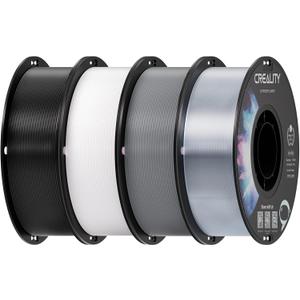 Creality 3D Printer Filament Bundle, PETG Filament 1.75mm Multicolor, Excellent Toughness High Precision, Odorless Non-Toxic Moistureproof, 1 kg X 4 Spools (Black, White, Gray, Transparent)