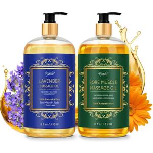 Pjordo 2 Pack Body Massage Oil for Massage Therapy, Sore Muscle Arnica Oil & Lavender Massage Oil for Pain Relief, Massage Relaxing Oil for Soothing Joint & Muscle, Mothers Day Gifts for Women Her