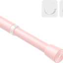 MEXAU 1Pcs Spring Tension Curtain Rod 26-39 inch Spring Tension Rods Pink Tension Rods Adjustable Spring Rod Extendable Tension Rod For Kitchen, Bathroom, Window
