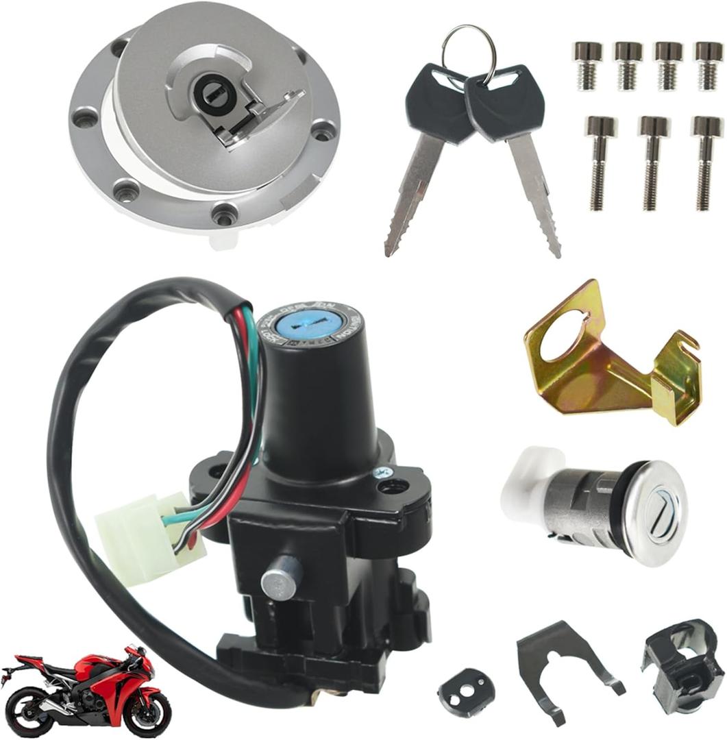 Ignition Switch Lock Gas Cap Cover Set Replacement for CBR1100XX CBR900RR CBR929RR CBR954RR 1997-2012