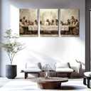 SIXWOOD Jesus The Last Supper Framed Canvas Wall Art 3 Piece, 16"x24" Each