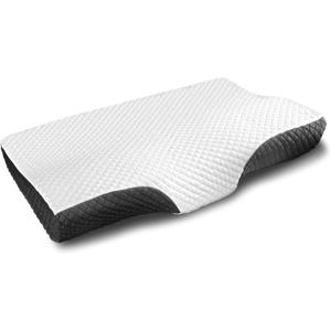 EPABO Contour Memory Foam Pillow Orthopedic Sleeping Pillows, Ergonomic Cervical Pillow for Neck Pain - for Side Sleepers, Back and Stomach Sleepers, Free Pillowcase Included (Firm & Queen) (Queen(24*15*4.8 inches), Dark Grey)