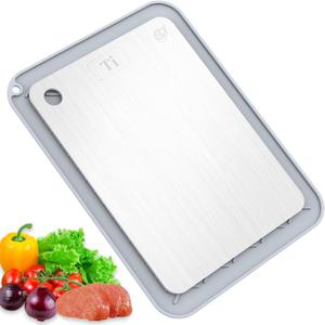 100% Pure Titanium Cutting Boards for Kitchen, Double-Sided Food-Grade Chopping Board for Meat, Vegetables & Fruits, Dishwasher-Friendly (11.42''X7.8'')