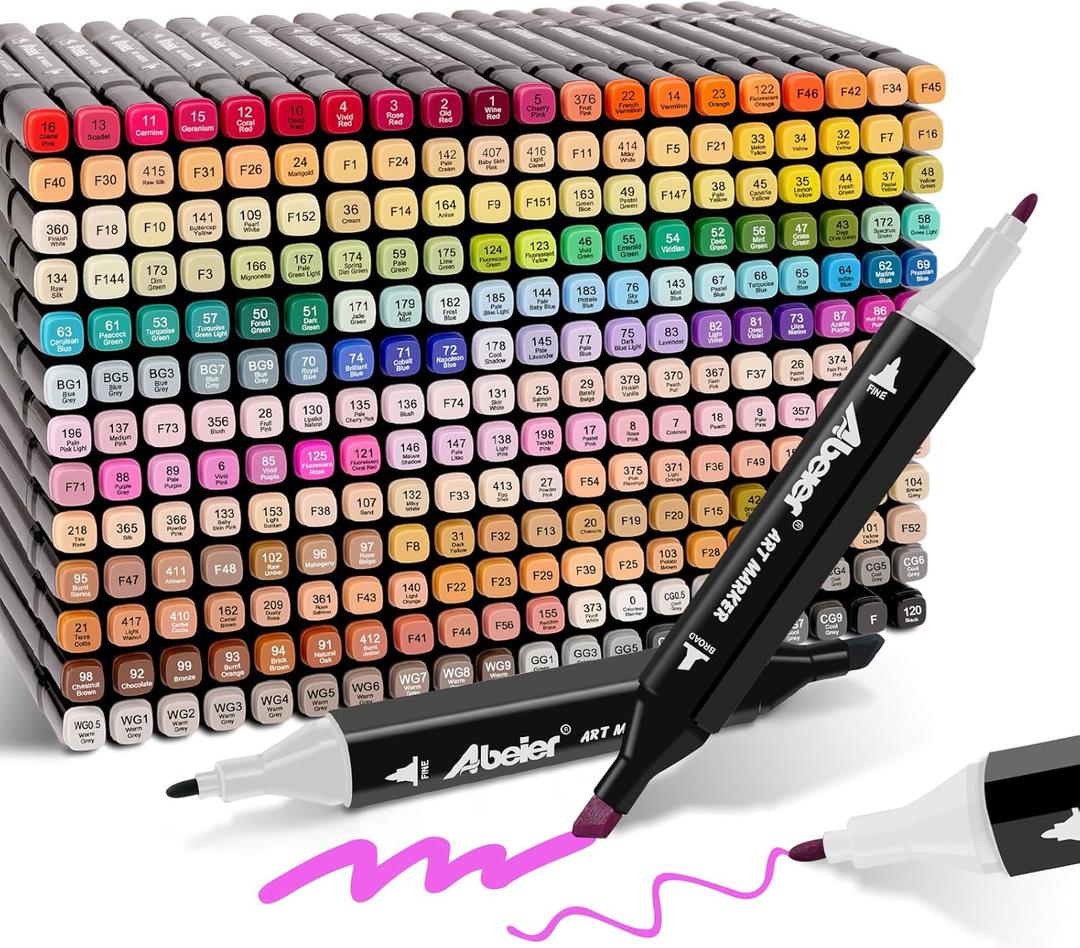 262 Colors Alcohol Markers Set, Dual Tips Blender Art Markers for Drawing, Permanent Sketch Markers for Kids adult coloring, Alcohol Based Markers, Adults Coloring and Artist Illustration