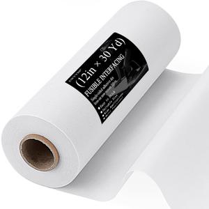 Medium Weight 12"X 30 Yards Fusible Interfacing for Sewing,Iron-On Non-Woven Interfacing Fabric,Polyester Single-Sided Interfacing for Sewing Supplies