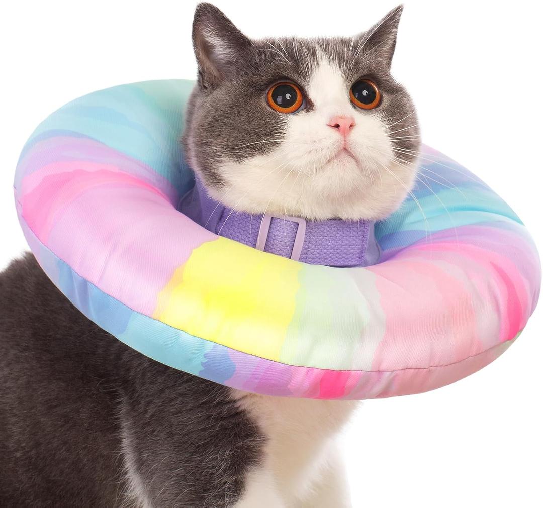 EWES Cat Cone Collar Soft L Size, Alternative Neck Cones to Stop Licking, Comfy Elizabethan Collars After Surgery Neuter, Donut Collar for Pet Cat Dog Kitten e Collar Recovery Shame