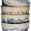 Bosmarlin Stoneware Cereal Bowls Set of 4, 26 Oz, Soup Bowls for Oatmeal, Salad, Dishwasher and Microwave Safe, Reactive Glaze (26 Oz, Grey)