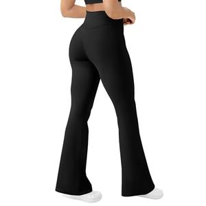 AB-Eleven Women's Yoga Pants Bootcut Flare Leggings Flared Bell Bottom Leggings High-Waisted Workout Pants Tummy Control Black, Size s