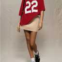 SOLY HUX 2024 Jersey Shirts for Women Number Graphic T Shirt V Neck Half Sleeve Oversized Tees Summer Streetwear Tops Red Letter Large