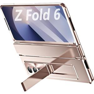 for Galaxy Z Fold6 Case,with Buit-in Screen Protector, Rugged Hinge Protection, Camera len Cover, Full Body Protective Phone Case for Samsung Z Fold 6, Pink Gold