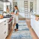 Abstract Kitchen Runner Rug 3x7 - Indoor Washable Non Slip Carpet for Entryway Hallway Stain Resistant Rugs for Bedroom Modern Abstract Lightweight Home Decor Floor Mat for Pet Owners 3x7 Blue