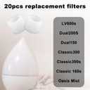 2 x 20pcs Humidifier Filters Replacement, Humidifier Wicking Filter Improve Humidification Efficiency Compatible with LV600S Dual200S Dual150 Classic300 Classic300S Classic160 Oasismist