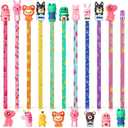 Ireer 60 Pcs Scented Pencils for Kids Animal Fruit Fun Smelly Pencils Bulk HB Graphite with 60 Pcs Cute Cartoon Toppers Gift for School Office Classroom Party Reward Supplies(Bright Style)