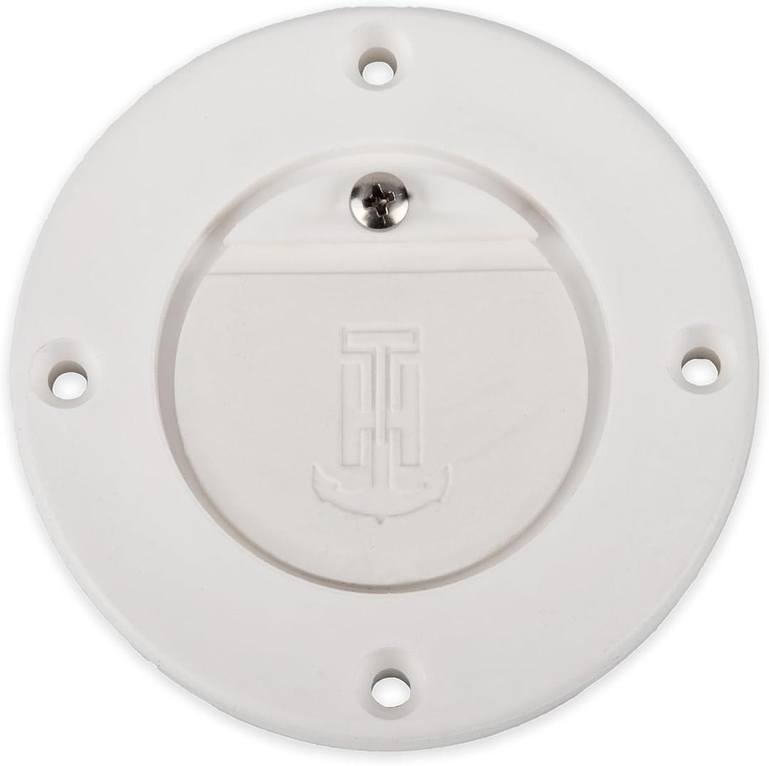 T-H Marine Premium Flush Mount Scupper Valve Assembly - Durable Thermo-Plastic Curl-Proof Design for Effective Marine Drainage, Mounts Over 1" to 1-1/4" Drain Tubes, Universal Compatibility - White