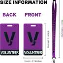 Colarr 25 Pack Volunteer Lanyard with PVC Plastic Card Pass Volunteer Identification ID Badges Bulk Breakaway Lanyard for Activity, Fundraising, Church, School, Events(Purple)