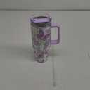 Whaline 40oz Purple Butterfly Tumbler with Handle Straw and Lid Spring Flower Butterfly Travel Tumbler Coffee Cup for Women Friend Holiday Birthday Party Favors