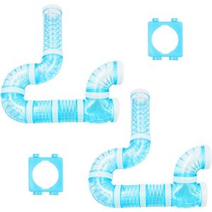 2 Hamster Tube Kits, DIY Hamster Tunnel Adventure with External Pipe, Transparent Connection Track for Rat, Mouse & Small Animal Sports, Expand Cage Space (Blue)