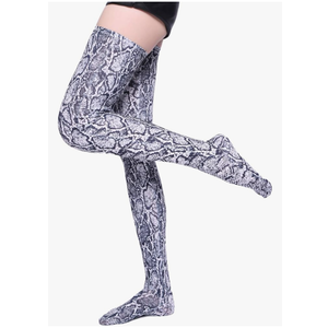 Seeksmile Snake Leopard Print Spandex Long Stockings M/L