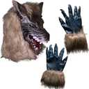 Halloween Werewolf Mask Realistic Claws Gloves Scary Wolf Head Costume for Adults & Teens Cosplay Costume Trick or Treat
