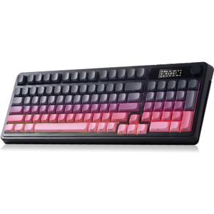 AULA S99 Pro Keyboard, Wireless Keyboards with Media Knob Custom RGB Backlit, 3-Modes BT/2.4G/USB-C Membrane Gaming Creamy Keyboard for Windows/MAC/PC Gamer - Black Pink