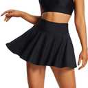 Skorts for Woman Golf Athletic Pleat High Waist Mini Yoga Active Workout Plus Size Gym Sport Pickleball Flowy Cheer Summer Casual Sporty Tummy Control Tennis Skirt Built in Shorts with Pocket, M, Black